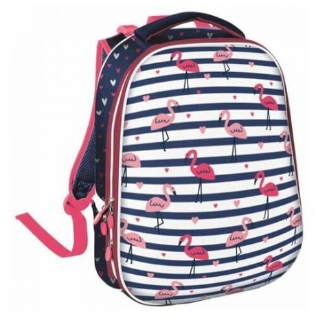 Рюкзак жесткокаркасный 2-секц. Schoolformat, модель ERGONOMIC 2, серия фламинго И сердечки