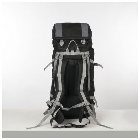 Рюкзак туристический Taif 60 л, отдел на шнурке, наружный карман, 2 боковые сетки, черный-серый
