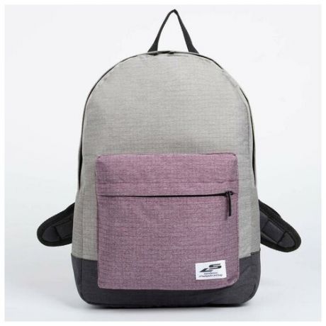 Рюкзак, отдел на молнии, наружный карман, цвет серый/розовый