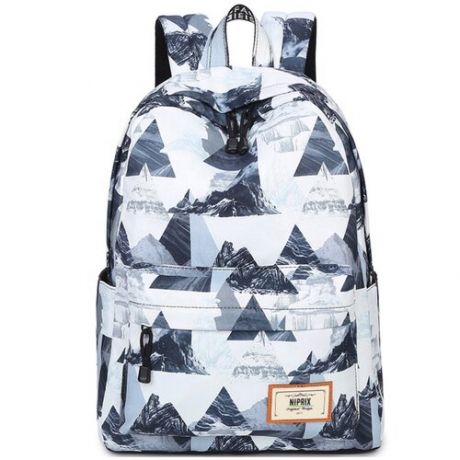 Рюкзак школьный для подростков с принтом NIPRIX TEENS Белый Темные горы