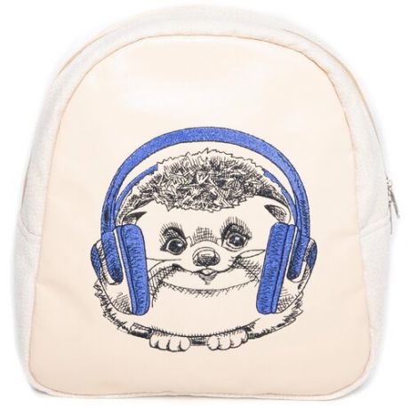Рюкзак, ранец с вышивкой Корги из экокожи (бежевый) школьный, городской, дошкольный, детский, маленький