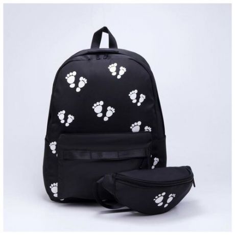 Рюкзак, отдел на молнии, 2 наружных кармана, сумка, цвет чёрный