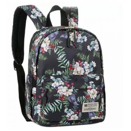 Рюкзак для девочек RG5682 (цветочный куст(черн) черный матовый