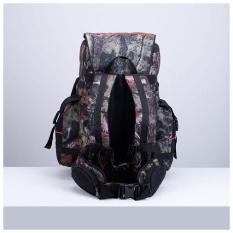 Рюкзак туристический Taif 55 л, отдел на шнурке, 3 наружных кармана, камуфляж-черный