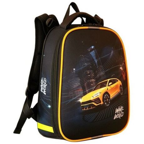 Рюкзак каркасный 38 x 30 x 16 см, эргономичная спинка, "Жёлтая машина", мультиколор