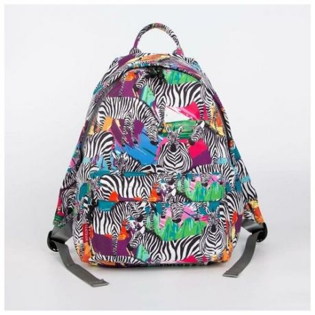 Рюкзак молодёжный, отдел на молнии, наружный карман, цвет разноцветный, «Зебры