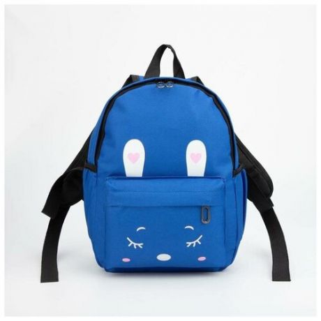 Рюкзак детский, отдел на молнии, наружный карман, 2 боковых кармана, дышащая спинка, цвет синий, «Зайка