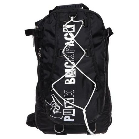 Рюкзак молодежный Calligrata с мягкой спинкой 41х24х16 см на шнурках Punk, цвет чёрный