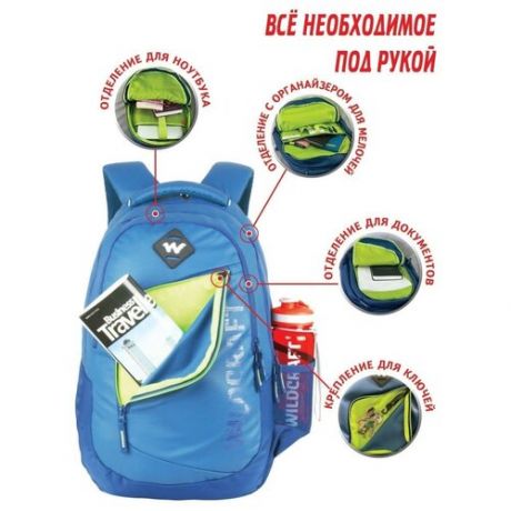 WILDCRAFT Maestro Plus/ Школьный рюкзак / Стильный рюкзак/ Рюкзак для учёбы / Городской рюкзак / Рюкзак для ноутбука /
