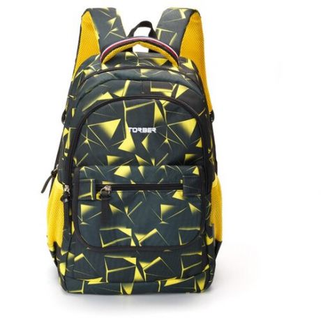 Рюкзак школьный Torber Class X черно-желтый с орнаментом 17л T2743-YEL