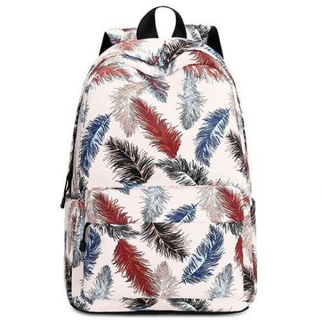 Рюкзак школьный для подростков с принтом NIPRIX TEENS Бежевый Разноцветные Перья