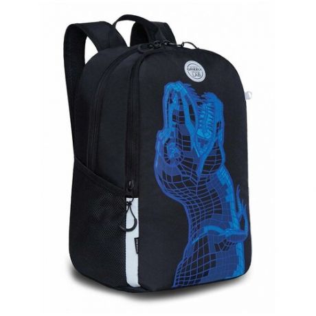 Школьный рюкзак с эргономичной спинкой GRIZZLY RB-251-1 черный-синий, 2 отделения, вес 586грамм, 38x29x17.5см.