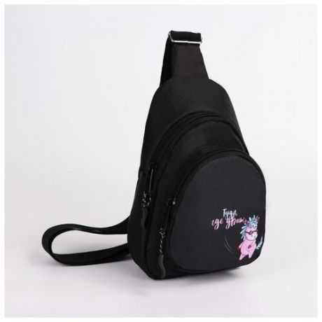 Сумка-рюкзак TEXTURA "Единорог", 15*10*26 см, отделение на молнии, наружный карман, регулируемый ремень, черный