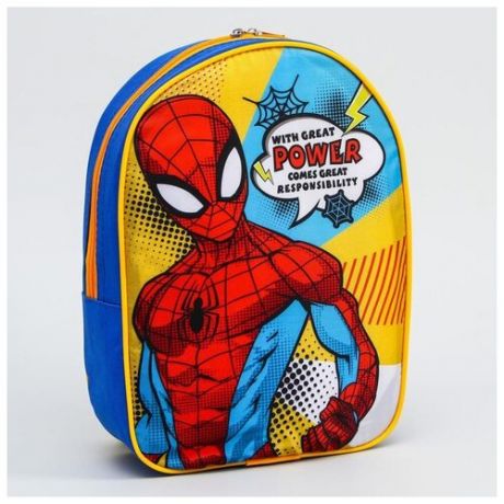 Рюкзак детский Marvel Человек-Паук, 21*9*26 см, отделение на молнии, голубой-желтый