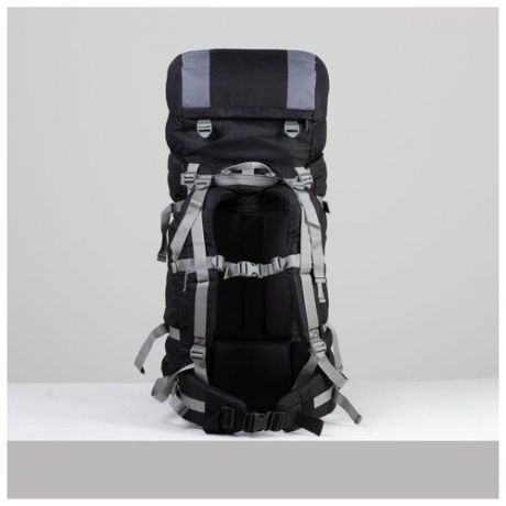Рюкзак туристический Taif 70 л, отдел на шнурке, наружный карман, 2 боковые сетки, черный- серый