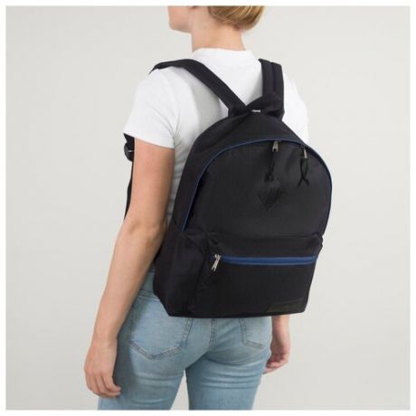 Рюкзак молодёжный. отдел на молнии, наружный карман, цвет чёрный/синий