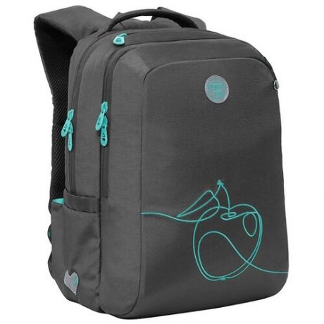 Рюкзак школьный с эргономической спинкойGrizzly RG-166-3 серый, 2 отделения, вес 710грамм, 390x260x170мм