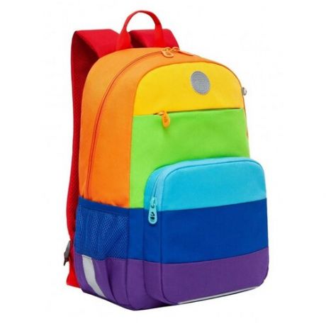 Школьный рюкзак с эргономичной спинкой GRIZZLY RG-264-2 розово - оранжевый, грудная стяжка, 1 отделение А4, вес 700грамм, 40x25x13см