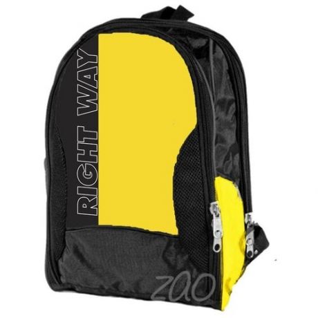 NAZAMOK Рюкзак, 2 отдела на молниях, цвет чёрный/жёлтый, Right way