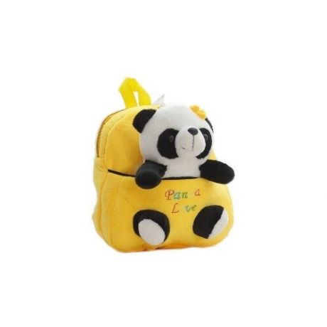 Детский плюшевый рюкзак с игрушкой Панда (желтый)