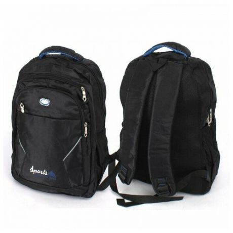 Рюкзак SAL-8220 молодежный, 3отд, 1внутр+3внеш. карм, черный/синий 241367
