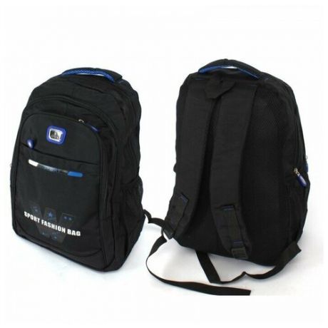 Рюкзак SAL-8212, молодежный, 3отд, 1внут+3внеш.карм, черный/синий 241337