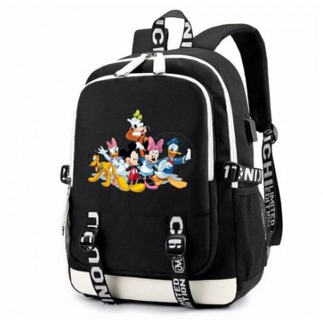 Рюкзак персонажи Микки Маус (Mickey Mouse) черный с USB-портом №3