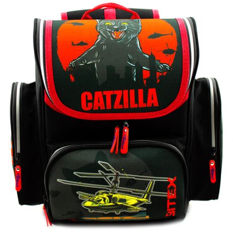 Рюкзак / Ранец для мальчика BITEX 28-225 черно-красный, кот