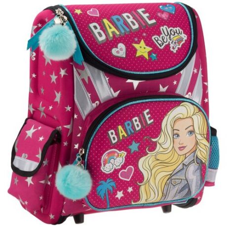 Ранец школьный Barbie BRFB-MT1-114, профилактический, с декоративными помпонами, для девочек.