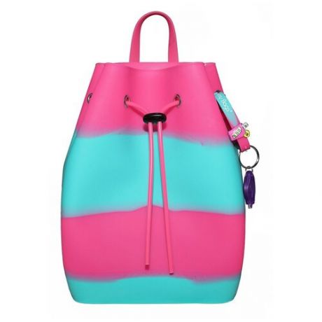 Рюкзак на веревках светящийся в темноте+Браслет с подвеской Коктейль+Фонарик. Цвет Pink Grass