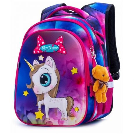 Школьный рюкзак с анатомической спинкой фиолетовый для девочки Skyname / Winner one с Единорогом для младших классов (R1-013)