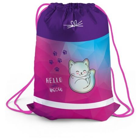 Berlingo Мешок для обуви Hello meow MS1064, фиолетовый/голубой/розовый