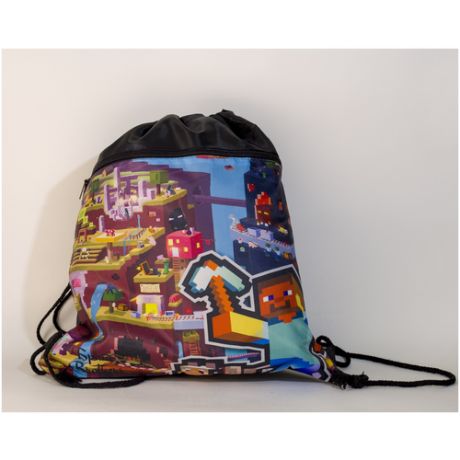 Мешок-рюкзак Minecraft / Мешок для сменки Майнкрафт для детей /для школьной обуви / Сумка мешок для сменной обуви