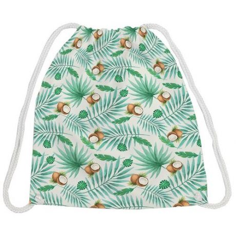 JoyArty Рюкзак-мешок Кокосовые пальмы bpa_50075, зеленый/белый/коричневый
