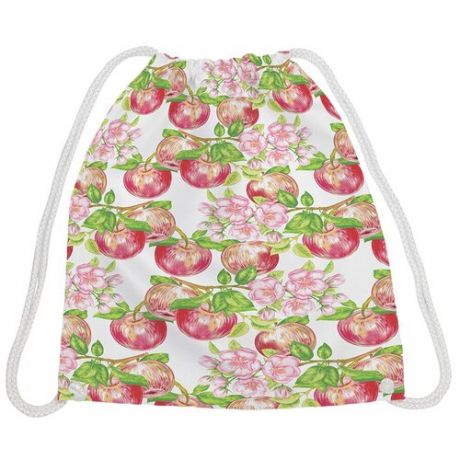 JoyArty Рюкзак-мешок Яблочный рай bpa_15975, белый/розовый/зеленый
