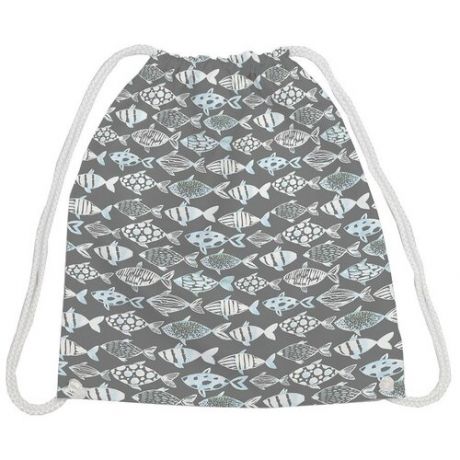 JoyArty Рюкзак-мешок Рыбки на сером фоне bpa_70010, серый/белый/голубой
