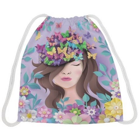 JoyArty Рюкзак-мешок Девушка в бабочках и цветах bpa_204231, розовый
