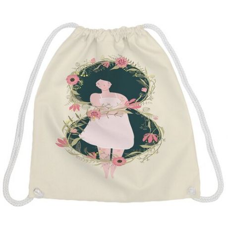 JoyArty Рюкзак-мешок Девушка с цветочными венками bpa_213178, бежевый