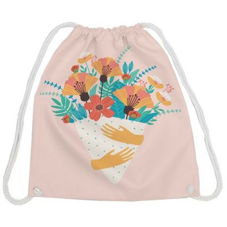 JoyArty Рюкзак-мешок Букетные объятия bpa_213172, розовый/оранжевый/голубой