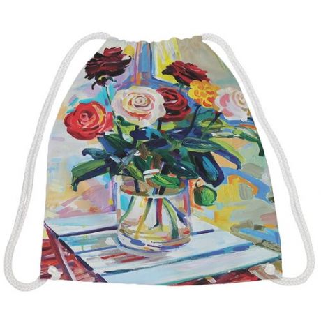 JoyArty Рюкзак-мешок Цветочный натюрморт bpa_72065, голубой/зеленый/красный