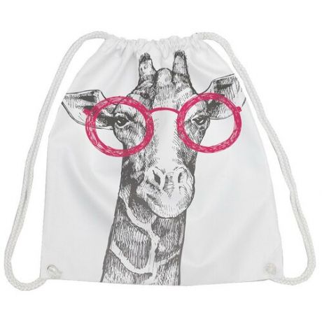JoyArty Рюкзак-мешок Жираф в очках bpa_18497, серый/белый/розовый