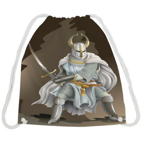 JoyArty Рюкзак-мешок Рыцарь в рогатом шлеме bpa_14702, коричневый/серый/черный