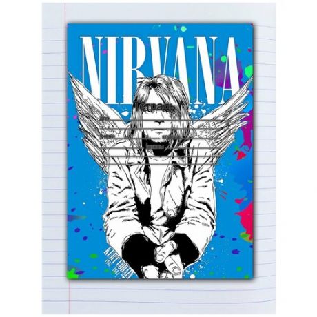 Набор тетрадей 5 штук, 18 листов в линейку с рисунком Saint Kurt Cobain брызги