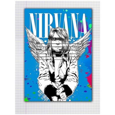 Набор тетрадей 5 штук, 18 листов в клетку с рисунком Saint Kurt Cobain брызги