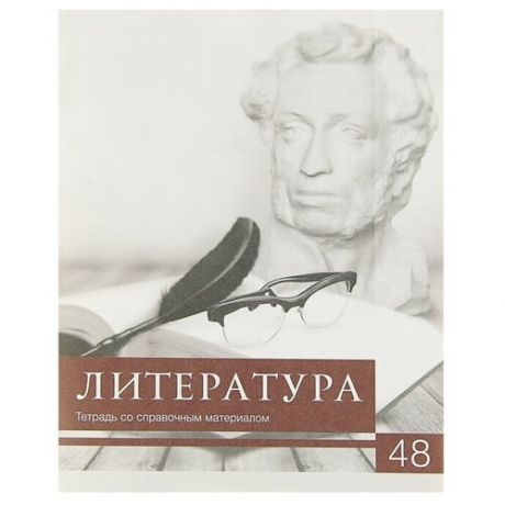 Тетрадь предметная «Чёрное-белое. Литература», 48 листов в линейку, со справочными материалами