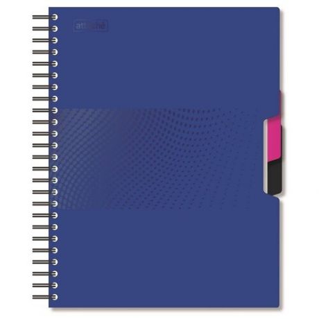 Бизнес- тетрадь Attache А5, 140 листов, клетка, спираль, пластиковая обложка, 2 разделителя, Digital, синяя (1059958)