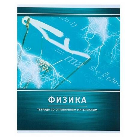 Тетрадь предметная «Металл», 48 листов в клетку «Физика» со справочным материалом, обложка мелованный картон, блок №2, белизна 75% (серые листы)