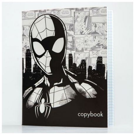 Тетрадь 48 листов в клетку, картонная обложка «Супергерой», «Человек-паук