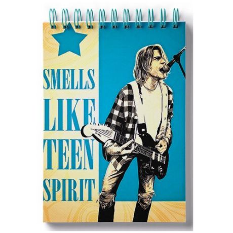 Блокнот для записей, листы в клетку Smells like teen spirit оранж