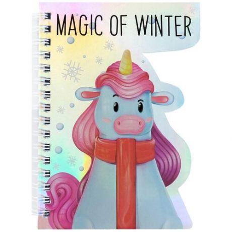 ArtFox Голографический фигурный блокнот Magic of winter: 40 листов